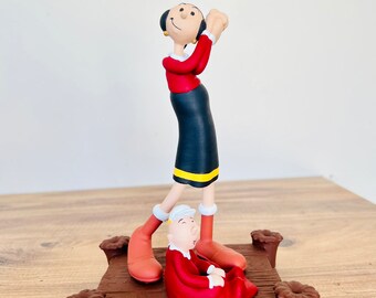 手作りポパイ漫画フィギュアセット：ヴィンテージオリーブ＆ブルータス