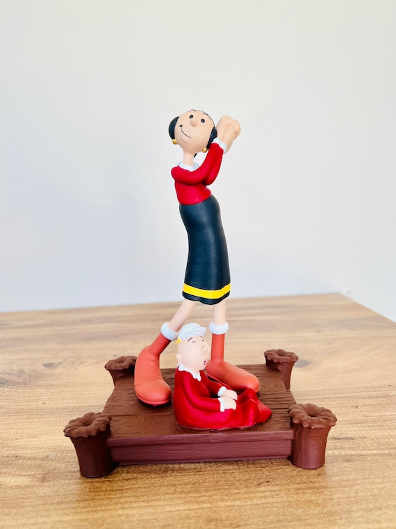 手作りポパイ漫画フィギュアセット：ヴィンテージオリーブ＆ブルータス