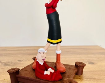 ハンドメイドのポパイ漫画フィギュアセット：ヴィンテージオリーブ