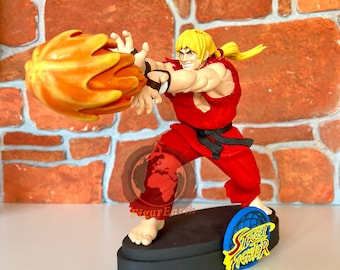 Ken Masters Street Fighter Figure | Handmade Fighting Game Statue | Gamer Gift