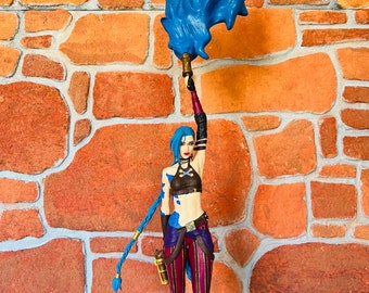 Figura Jinx fatta a mano, statua di League of Legends, statuetta da collezione