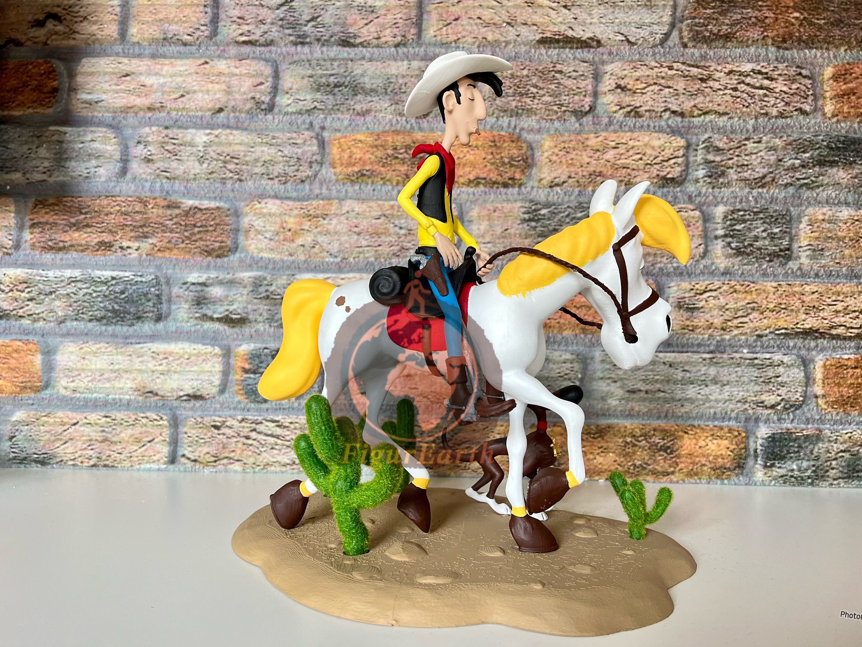 Figurine Pouet Rare – Lucky Luke Sur Jolly Jumper – Sica Toys – 1964 – Avec Sifflet