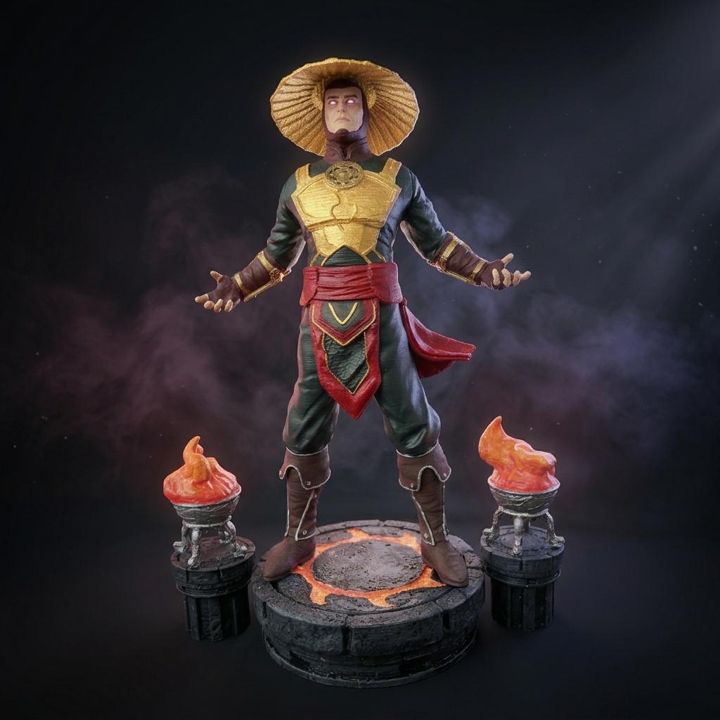 Raiden Figure, Mortal Kombat Statue, Thunder God Collectible, Hand