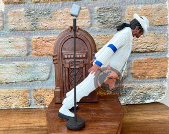 Michael Jackson Figure, Michael Jackson Statue, King of Pop Collectible, Handmade Music Diorama, MJ Figurine, Music Fan Gift