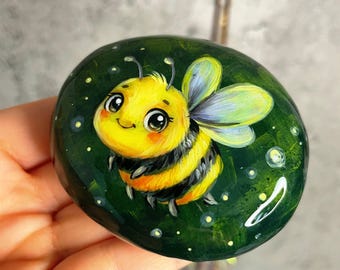 Bemalter Stein,Biene, Dekoration, Sammlerstücke, Kunst, Unikat, Geschenk