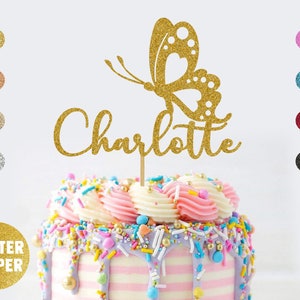 Personalised Butterfly Cake Topper | Personalise with Any Name | Choose Any Colour