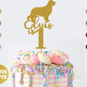 Personalised Golden Retriever Dog Birthday Cake Topper | Personalise with Any Name & Age | Choose Any Colour