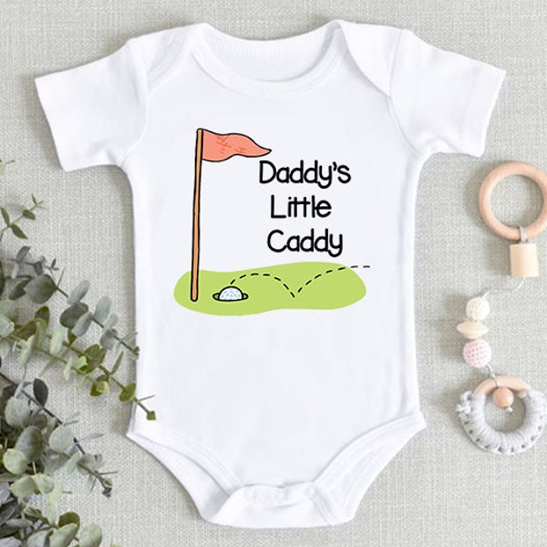 Daddy's Little Caddy Golf Funny Baby Grow Baby Vest Pregnancy Announcement Pregnancy Reveal