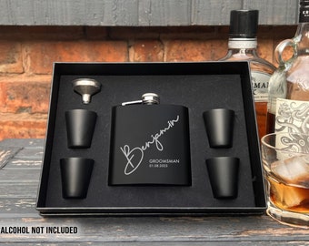 Personalised Engraved Hip Flask Signature | Best Man Gift, Groomsman Gift, Groomsmen Gift, Wedding Gift | Father of the Groom and Bride Gift