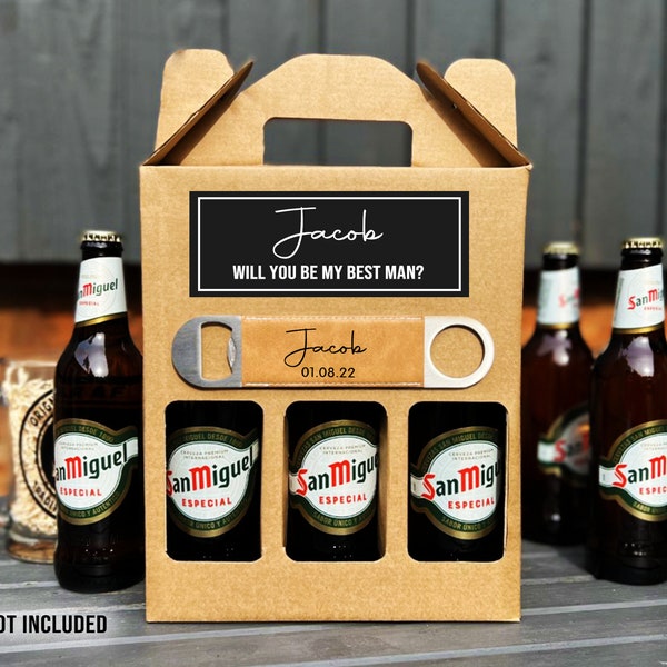 Personalised Will You Be My Best Man Gift Bottle Opener | Best Man Gift, Groomsman Gift, Wedding Gift | Custom Beer Caddy, Beer Holder