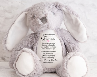 Personalised Thank You Flower Girl Bunny Gift, Custom Flower Girl Teddy | Thank You For Being Our Flower Girl Gift, Wedding Gift