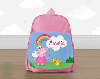 Personalised Peppa Pig Backpack, Cute Girls Backpack, Toddlers Backpack, Kids Bag, Childrens School Bag | Customise with any Name