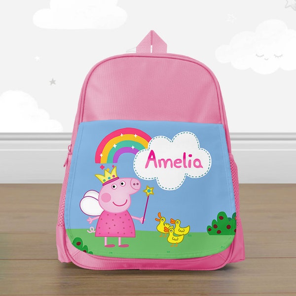 Personalised Peppa Pig Backpack, Cute Girls Backpack, Toddlers Backpack, Kids Bag, Childrens School Bag | Customise with any Name