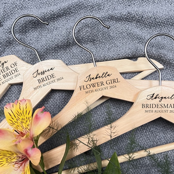 Personalised Mr & Mrs Wedding Dress Hangers, Engraved Bridesmaid Hangers | Custom Wedding Suit Hangers | Personalised Wedding Hanger