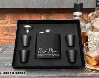 Personalised Engraved Hip Flask | Best Man Gift, Groomsman Gift, Groomsmen Gift, Wedding Gift | Father of the Groom and Bride Gift, Groom