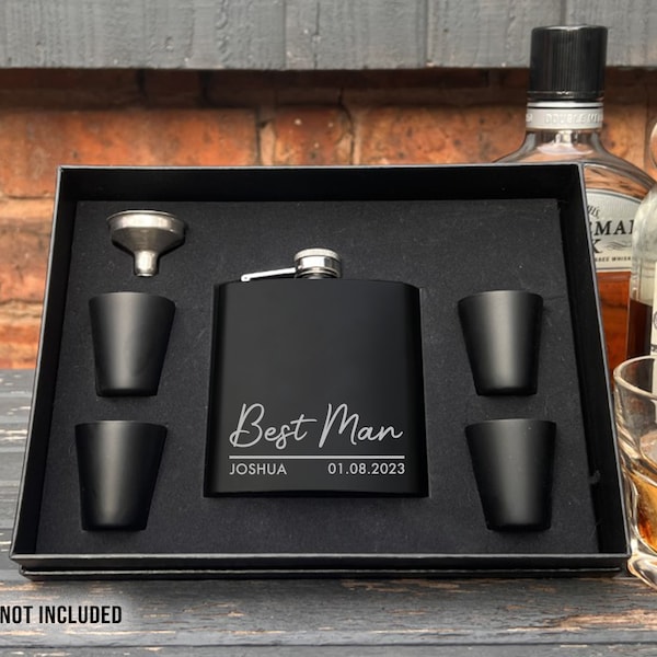 Personalised Engraved Hip Flask | Best Man Gift, Groomsman Gift, Groomsmen Gift, Wedding Gift | Father of the Groom and Bride Gift, Groom