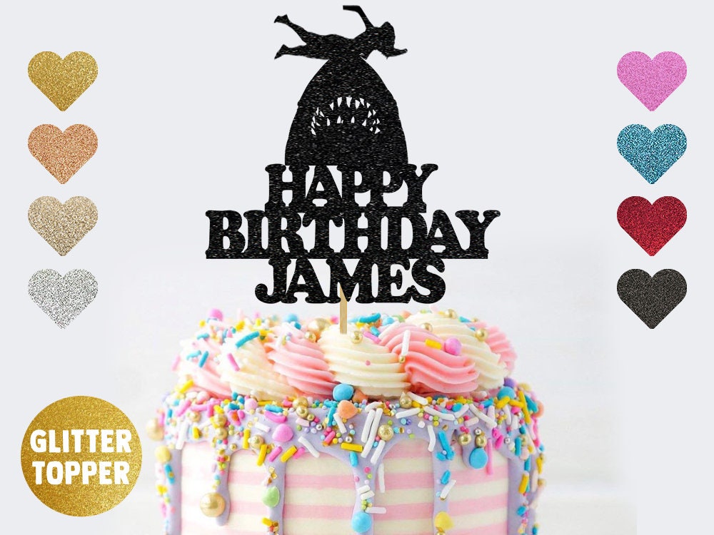 Personalised Jaws Shark Cake Topper Personalise With Any - Etsy UK