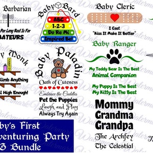 Baby D & D Bundle svg | Erste Abenteuer Party svg | Lustiges D und D svg | Baby Klassen svg | Dungeons and Dragons svg | RPG svg