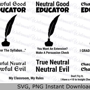 Educator Ausrichtung Bundle svg | Lehrer Ausrichtungen svg | Lustige D und D svg | D & D Educator svg | Dungeons and Dragons svg | RPG svg