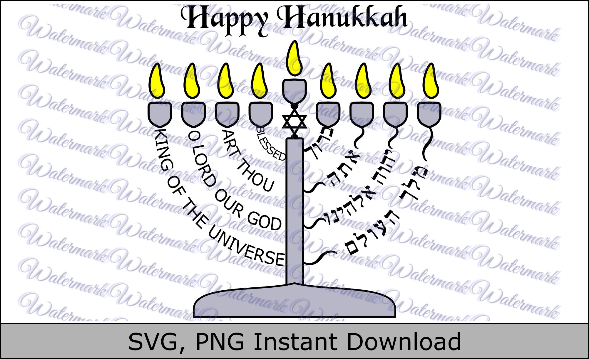 Hanukkah SVG Menorah SVG Hebrew Blessing SVG Etsy