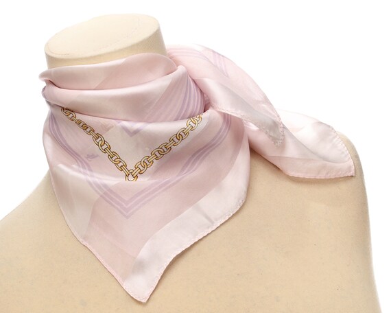 100% Silk Scarf Small Mod Kerchief Pink 90s Mothe… - image 2