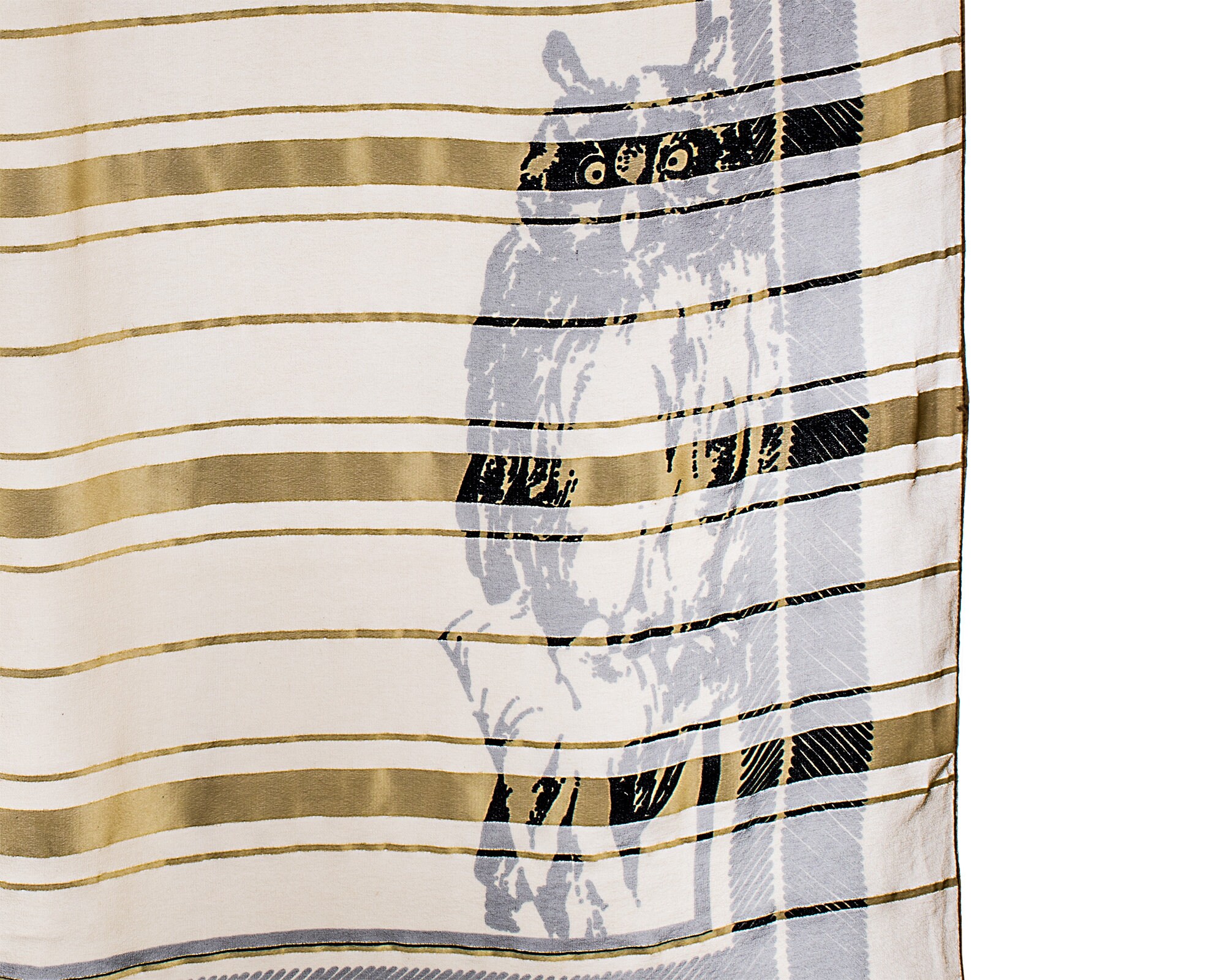 Bohemian SILK Scarf OWL Print Vintage 70s Brown Beige Silk Kerchief Semi Sheer Delicate Silk Shawl S