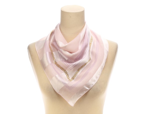 100% Silk Scarf Small Mod Kerchief Pink 90s Mothe… - image 1