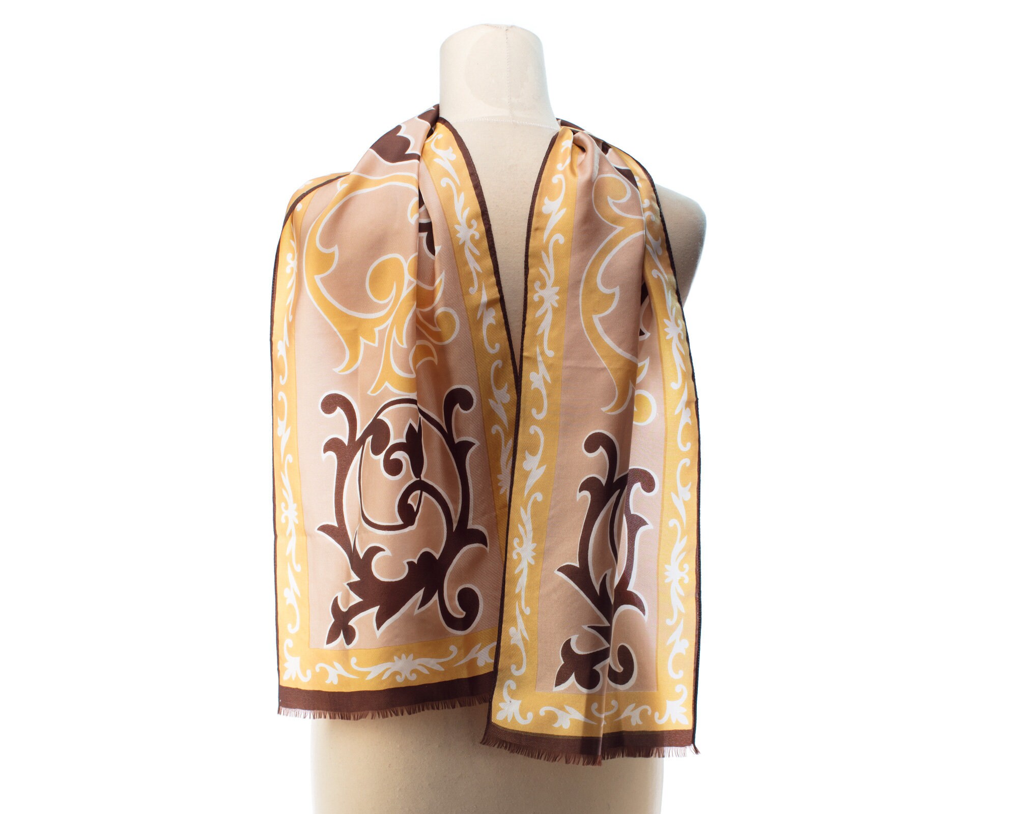 Men's Vintage Scarf Beige 70s Classy Neck Scarf for Men Etsy