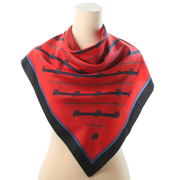 Red Scarf Mod Scarf Retro Scarf 80s Vintage Simple Neck Scarf Geometric Kerchief Minimal Neck Scarf Red Kerchief