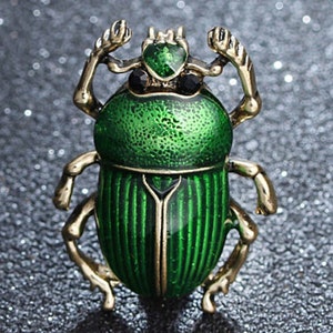 Scarab Beetle Brooch Moms Gift Jade Green Gold Pin Gift For Women Enamel Brooch Egyptian Beetle Gold Lapel Pin Insect Brooch Pin Hat Pin