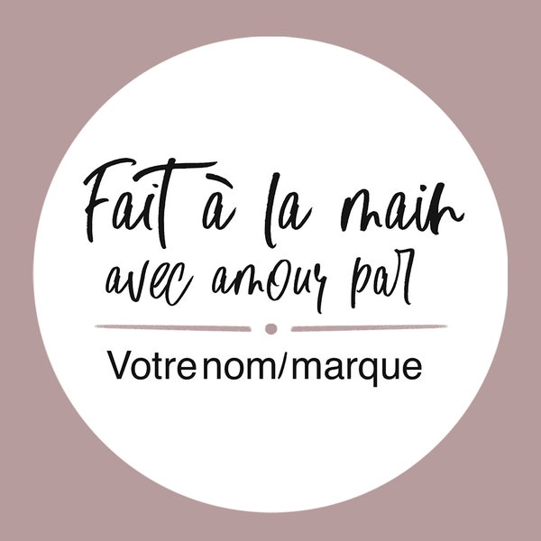 Etiquettes autocollantes "fait à la main avec amour par votre nom ou entreprise" pour colis et enveloppes, stickers ronds personnalisables