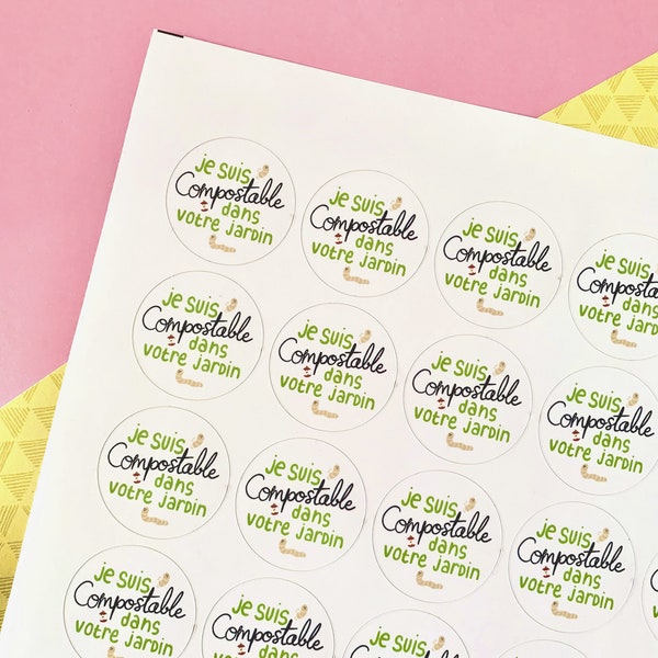 Etiquettes emballages compostables pour colis et enveloppes, stickers ronds pour créateurs zéro déchets ou PME écolo