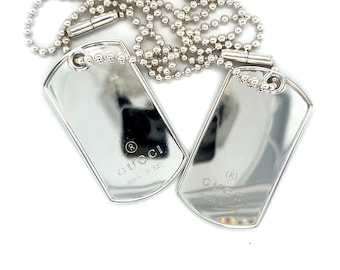 アクセサリー GUCCI dog-tag necklace silver 925 Gucci Dog Tag Silver Necklace 925 Solid Sterling Silver | eBay