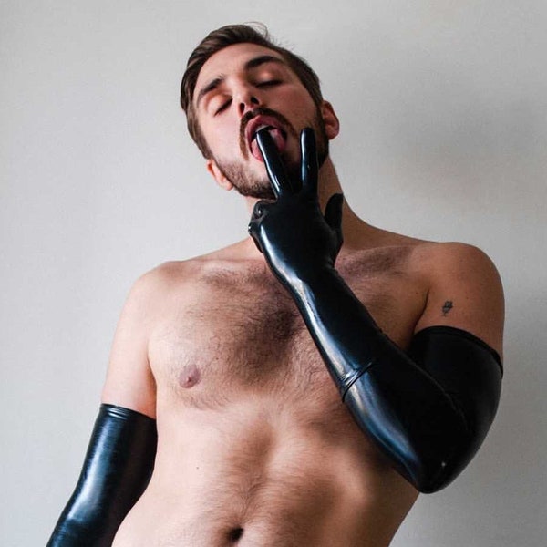 Mens Luxury Latex Maxi Gloves