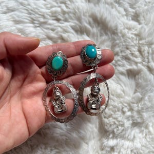 Sterling silver Carol felley storyteller turquoise drop earrings