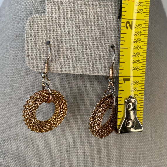 Mesh Drop Earrings gold tone, brass, vintage - image 2