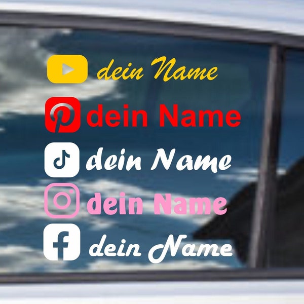 Autoaufkleber Instagramsticker | Social Media Facebook Auto Aufkleber | Sticker | Aufkleber Wunschname