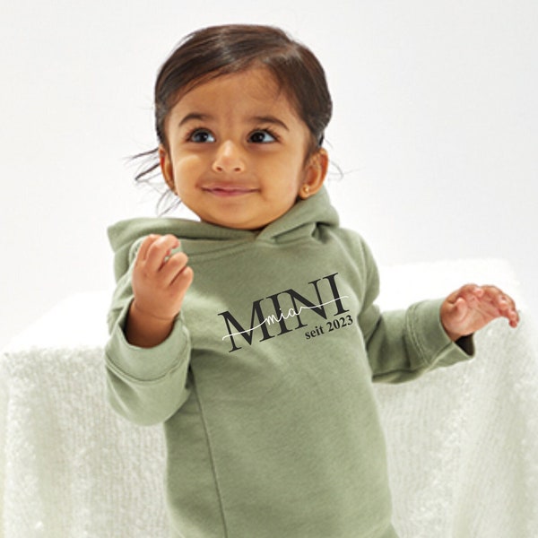 Baby Hoodie Mini | Baby Pullover Mini mit Kapuze | personalisierter Baby Hoodie | Kinder Hoodie Mini | passende Mama Hoodie und Papa Hoodie