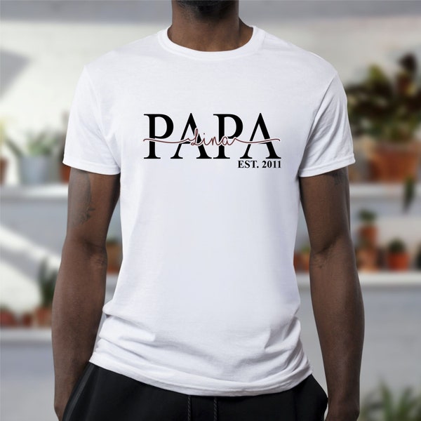 Papa-shirt | DAD shirt gepersonaliseerd met kindernamen | Biologisch shirt papa-kind | Vaderdagcadeau | Vaderdagcadeaus