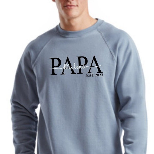 Papa Pullover | DAD Pullover personalisiert | Geschenk Vatertag | Geschenk Papa Geburt | Sweatshirt Papa | Vatertagsgeschenke