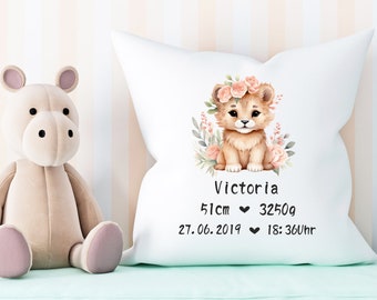 Kissen zur Geburt | Babykissen personalisiert | Taufkissen | Kissen zur Taufe | Geburtskissen | personalisiertes Baby Kissen zur Geburt