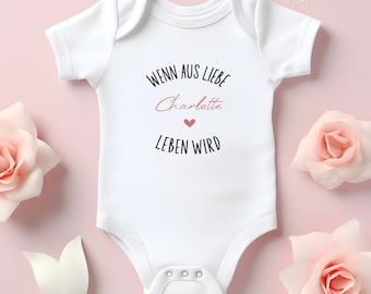 Babybody personalisiert mit Name | Baby Body "Wenn aus Liebe Leben wird" | Name und Herz | Geschenk Geburt | Langarmbody | Kurzarmbody