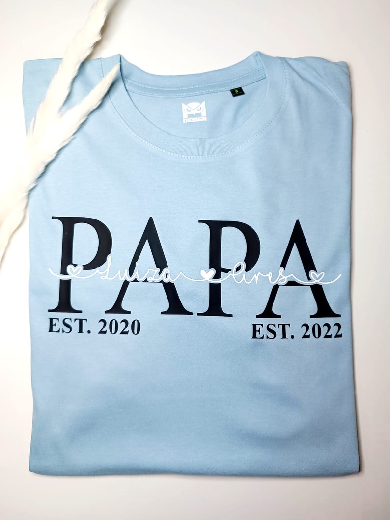 Papa Shirt DAD Shirt personalisiert mit Kindernamen Bio-Shirt Papa-Kind Vatertag Geschenk Vatertagsgeschenke Bild 3