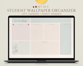 Neutral Blue Student Desktop Wallpaper Organizer SET (Digital Download)