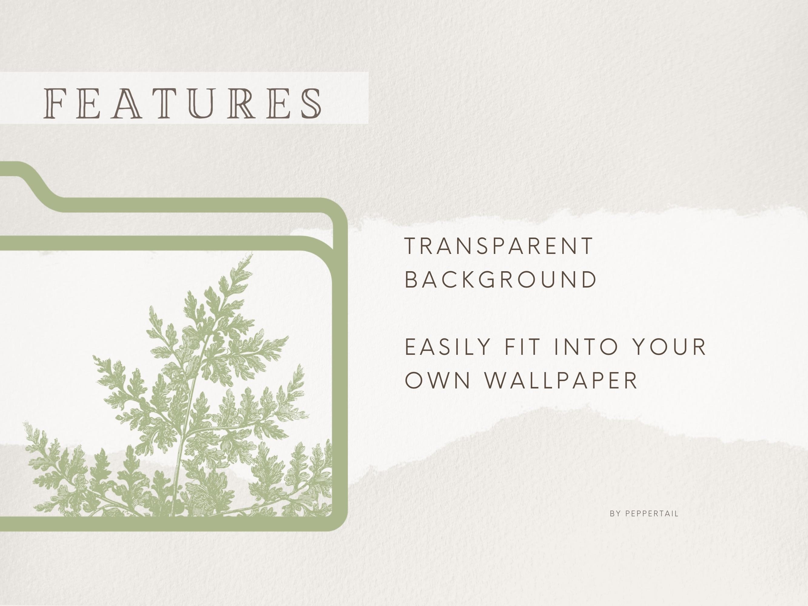 Green Botanical Desktop Folder Icons – Minimal Mac & Windows (20 PNG ...