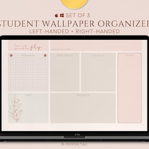SET OF 3 Desktop Wallpaper Organizer Student｜Desktop Wallpaper｜Macbook Wallpaper Organizer｜Desktop Organizer PC｜Functional Macbook Wallpaper