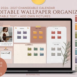 EDITABLE - 2026-2027 Desktop Organizer Wallpaper｜The Dreamer｜Desktop Wallpaper｜Macbook Wallpaper｜Mac Icons｜file folder Icons Mac & Windows