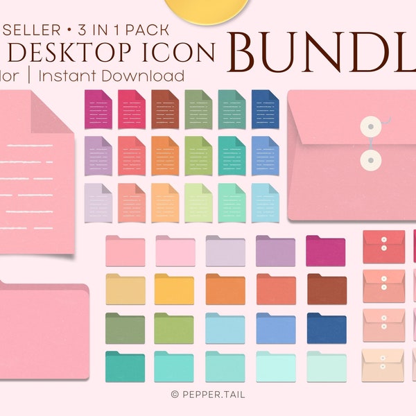 Desktop Icons for Mac and Windows BUNDLE | Desktop Document Icons | Mac Icons | Mac folder icons | Folder Icons for Mac | Mac Icon Folders