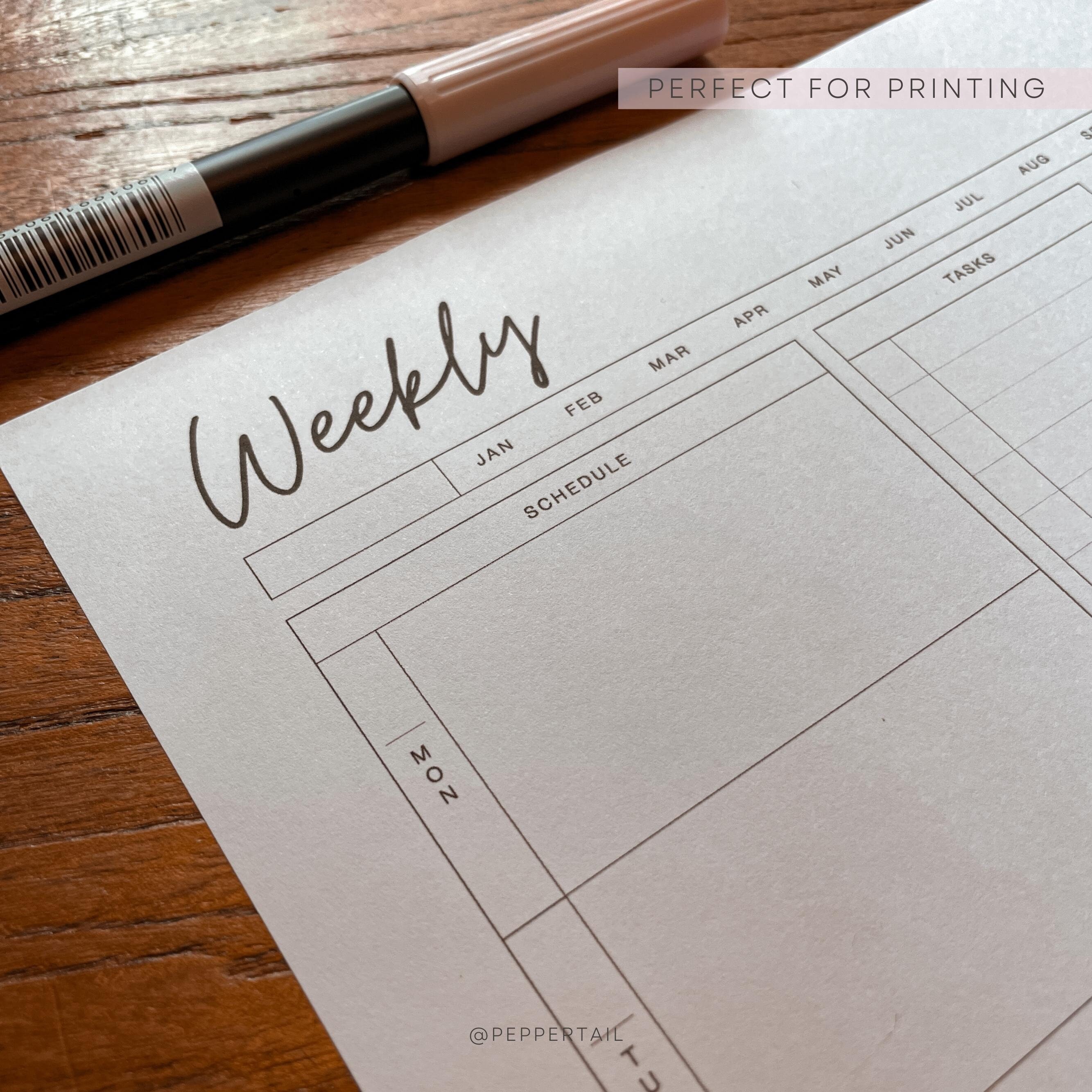 Minimal Weekly Planner Printable With Mood & Habit Tracker (PDF) - Etsy