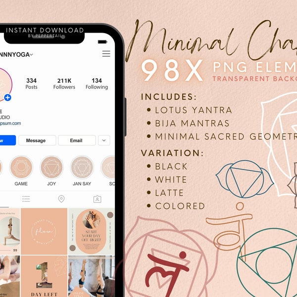 Minimal Chakra PNG｜instagram story highlight icons｜instagram highlight covers ｜meditation png spirituality yoga｜Yoga teacher｜Yoga Sticker